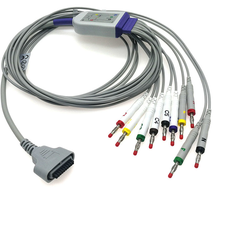 EDAN DX12 Compatible 10 Leads IEC AHA Holter ECG Cable With Banana 4.0