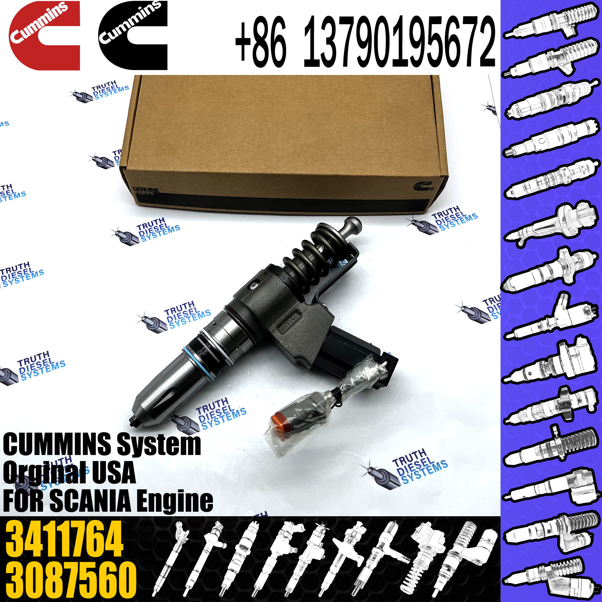 Common rail fuel injector 3411763 3083662 3411764 for generator set diesel engine parts
