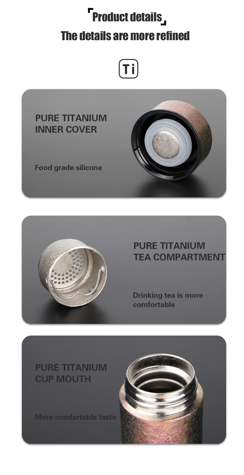 Top Grade Double-layer Vacuum Ti Water Bottle Sterilization Anti-oxidation Handmade Titanium Warm Keeping Pot