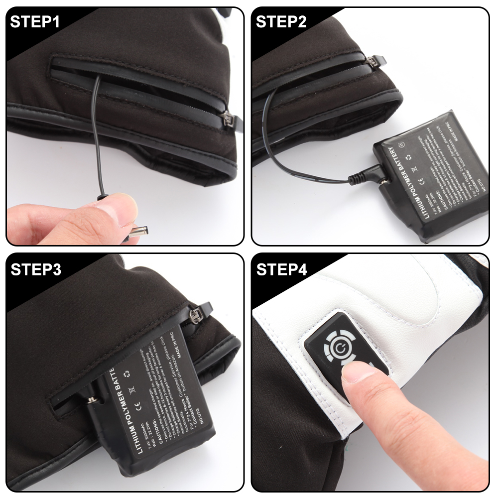 Outdoor Winter Rechargeable Battery Heated Ski Gloves For Men 7.4V Lithium USB