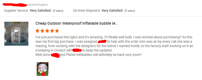0.8mm PVC 4m Dia Transparent Igloo Clear Bubble Inflatable Dome Tent For Camping / Party