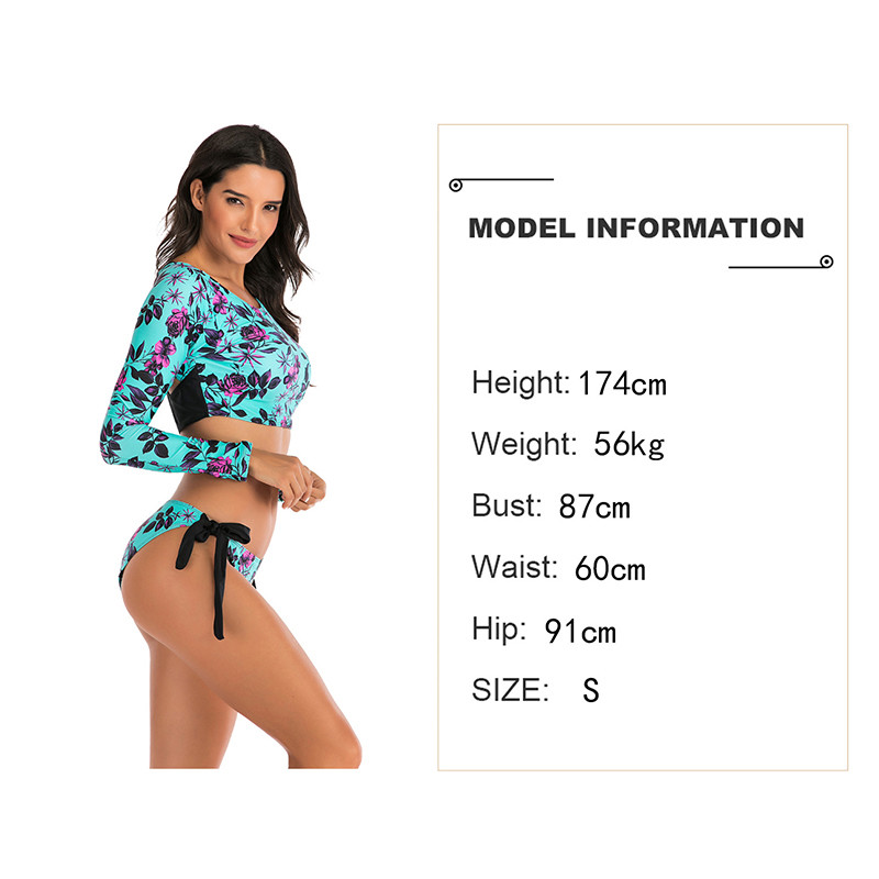 Side Strap Bathing Womens Surfing Suits Sunscreen Split Flowers Quick Drying