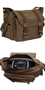 CADeN F1 Brown Canvas SLR Shoulder Messenger Camera Bag