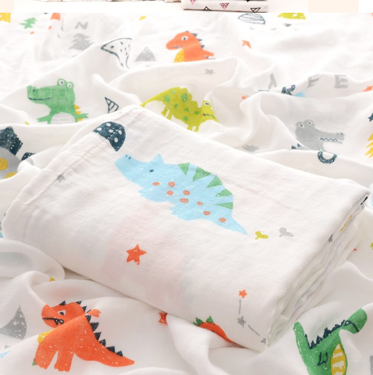 Bird Picture Double Gauze Print Fabric Antibacterial Crinkled Gauze Fabric