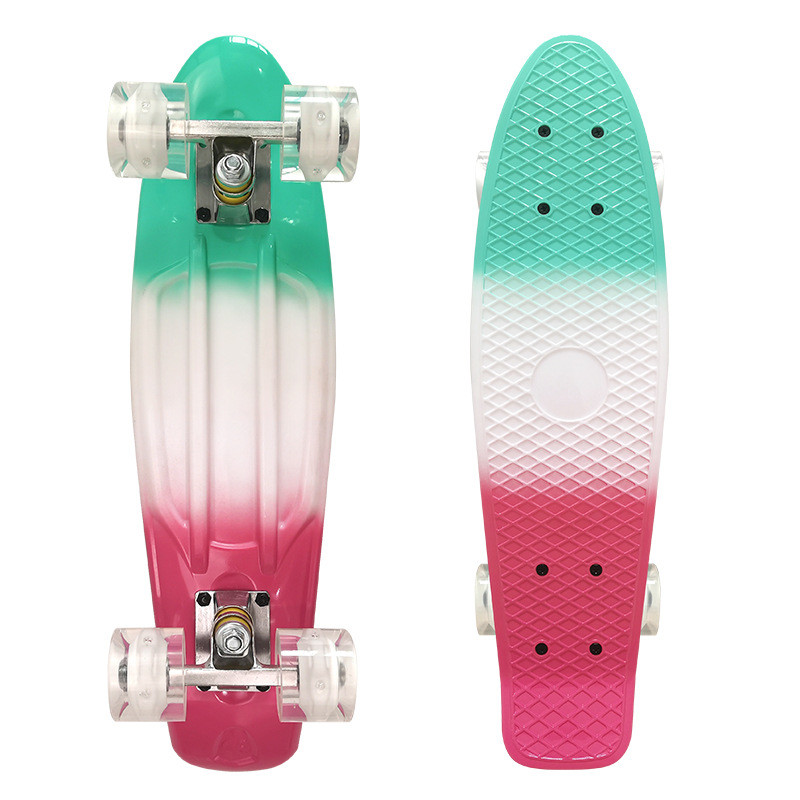 3 In 1 Color Deck Complete Rainbow Penny Board Plastic Retro Cruiser Skateboard