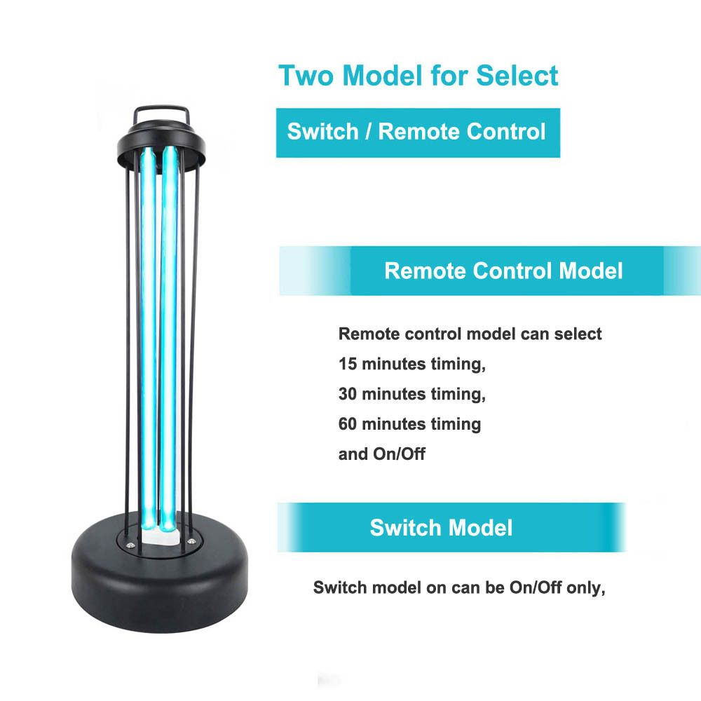 38W UVC Germicidal Lamp Remote Control Ultraviolet Sterilizing Disinfection