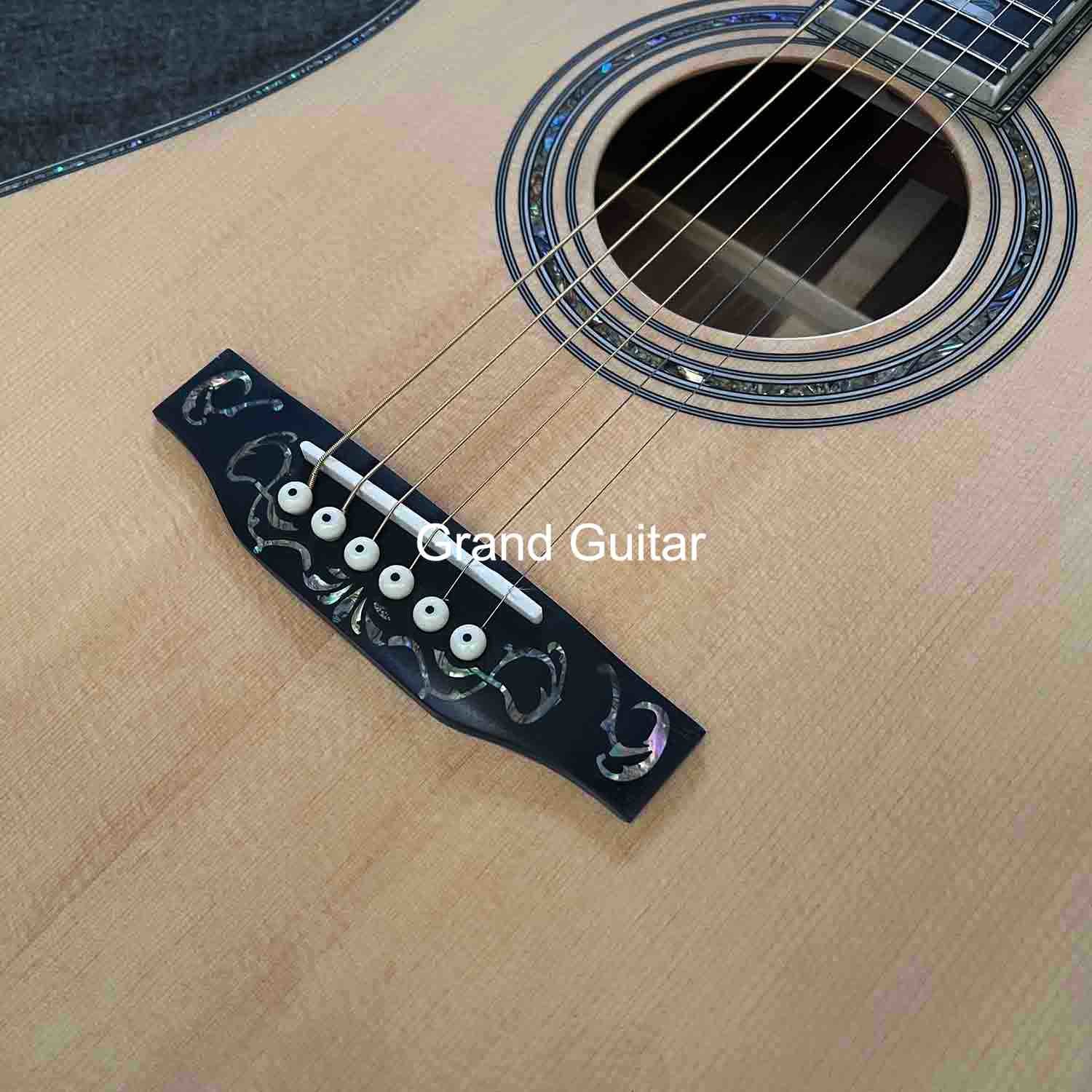 Custom Deluxe Solid Spruce Top Dreadnought Body Ebony Fingerboard 41 Inch Real Abalone Acoustic Guitar