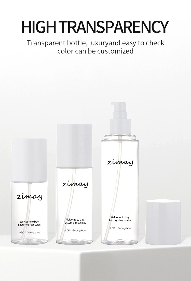 100ml Transparent White Cosmetic Lotion Bottle Cylinder Shape