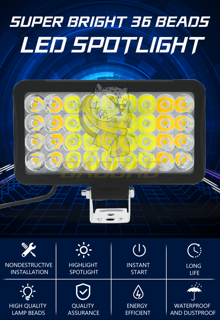 36 LED Bright Lamp Aluminum 80V White Yellow Motorcycle Indicator Light