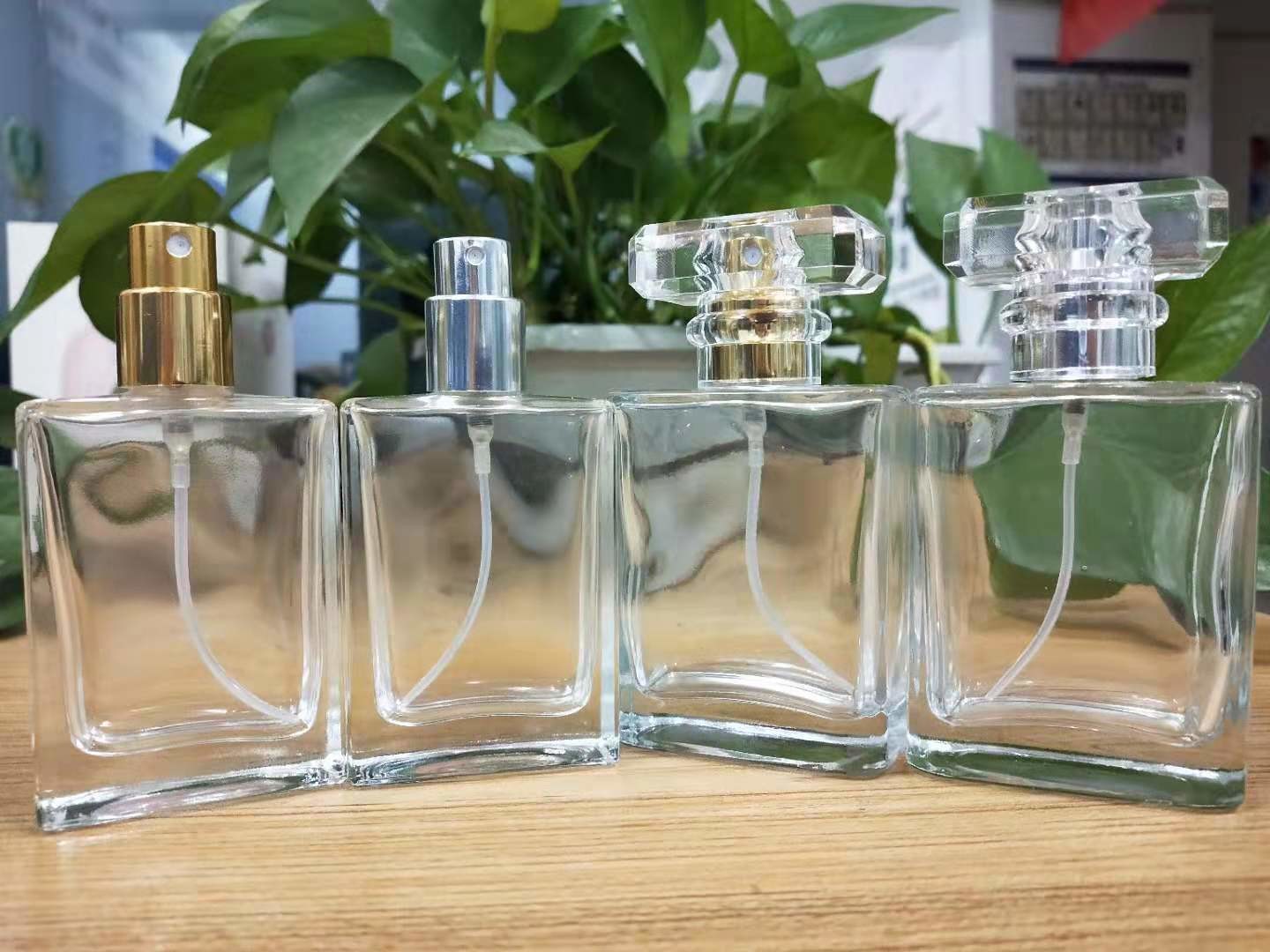 30ml 50ml Customizable Glass Mist Spray Bottle Luxury Empty Square Perfume Bottle