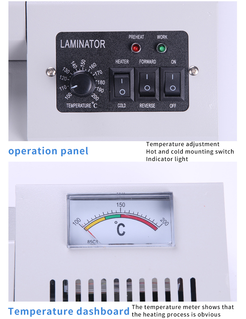 Temperature-Controlled Metal Rubber Roller A3 Laminating Machine for Office Lamination