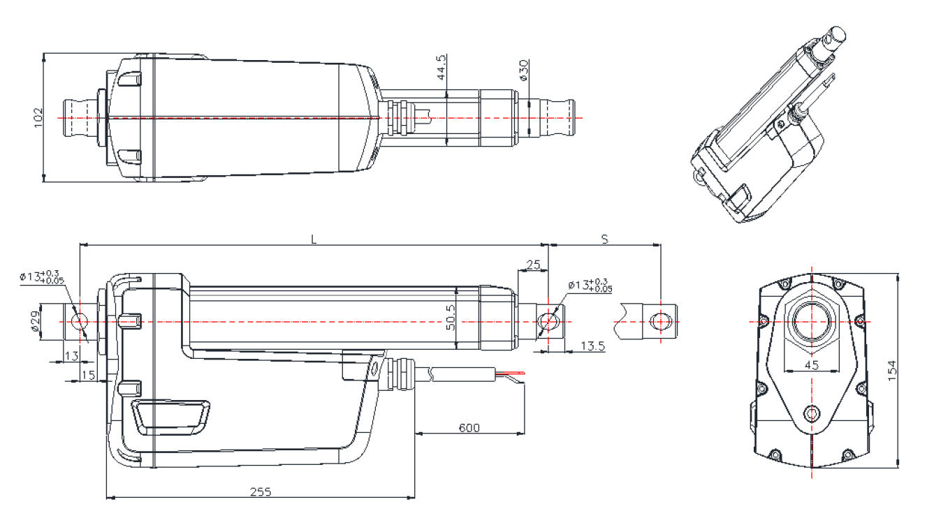 1000mm Stroke 12000N Outdoor Small Dc 12v Electric Linear Actuator