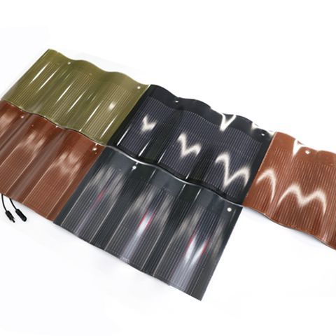 60W BIPV Solar Panels - Curved Red Photovoltaic Tiles with CE Certification