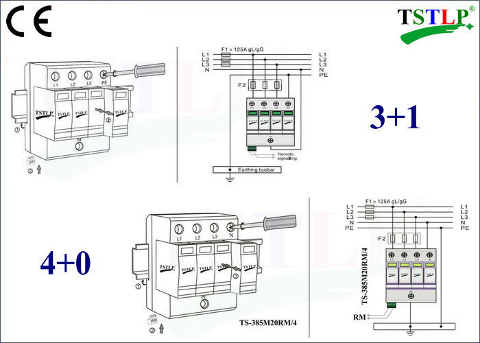 40kA Type 2 Lightning Surge Arrester 75v / 150v / 275v / 320v /380v / 440v