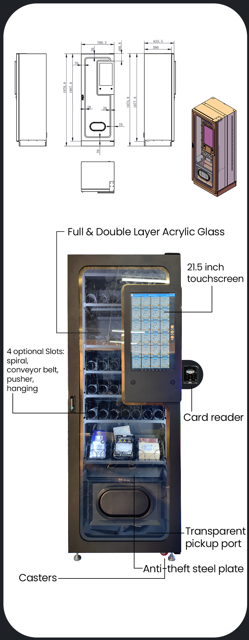 E-Cigarette Business 300 Capacity Floor Standing Vape Vending Machine With Full Glass Door Nayax Card Reader 