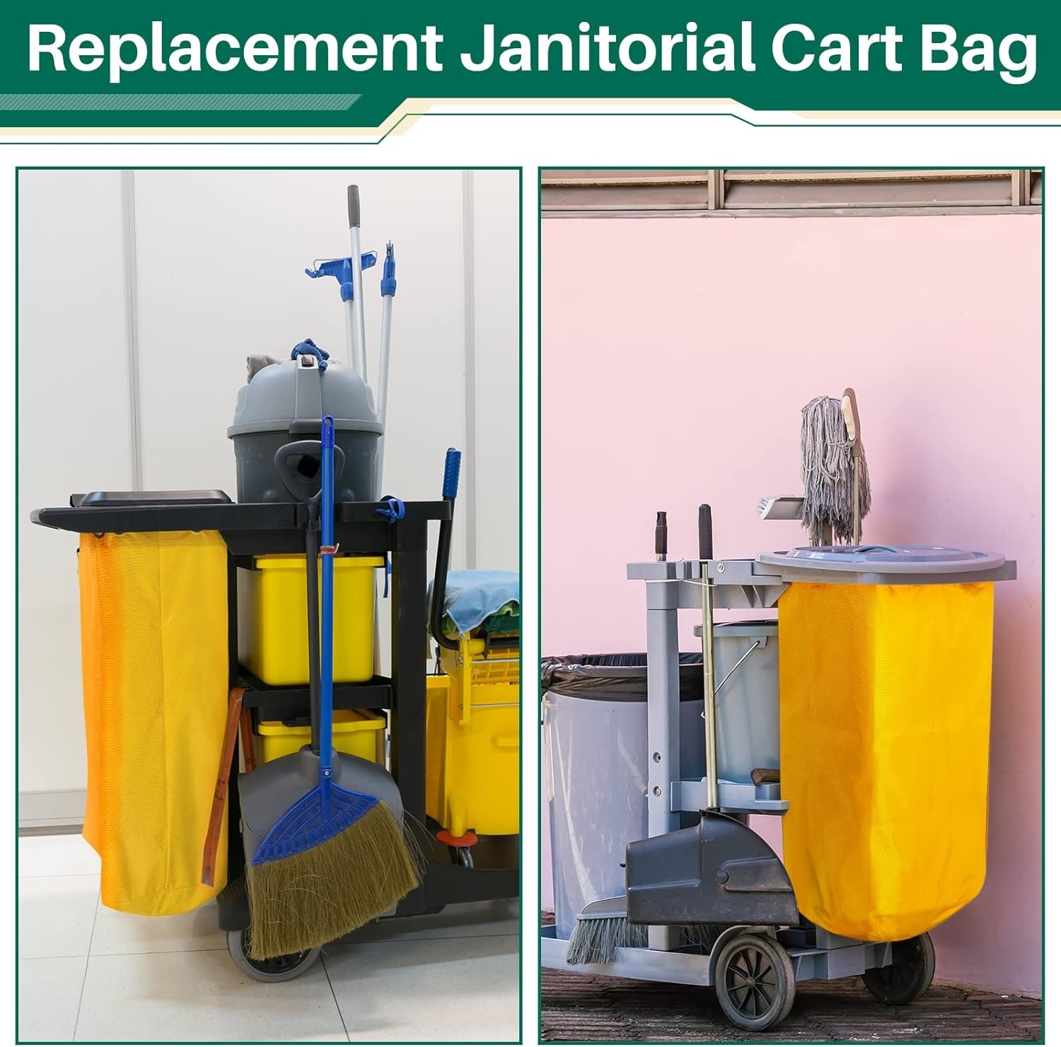 Janitorial Cart Bag Waterproof High Capacity Thickened Housekeeping Commercial Janitorial Cleaning Cart Bag