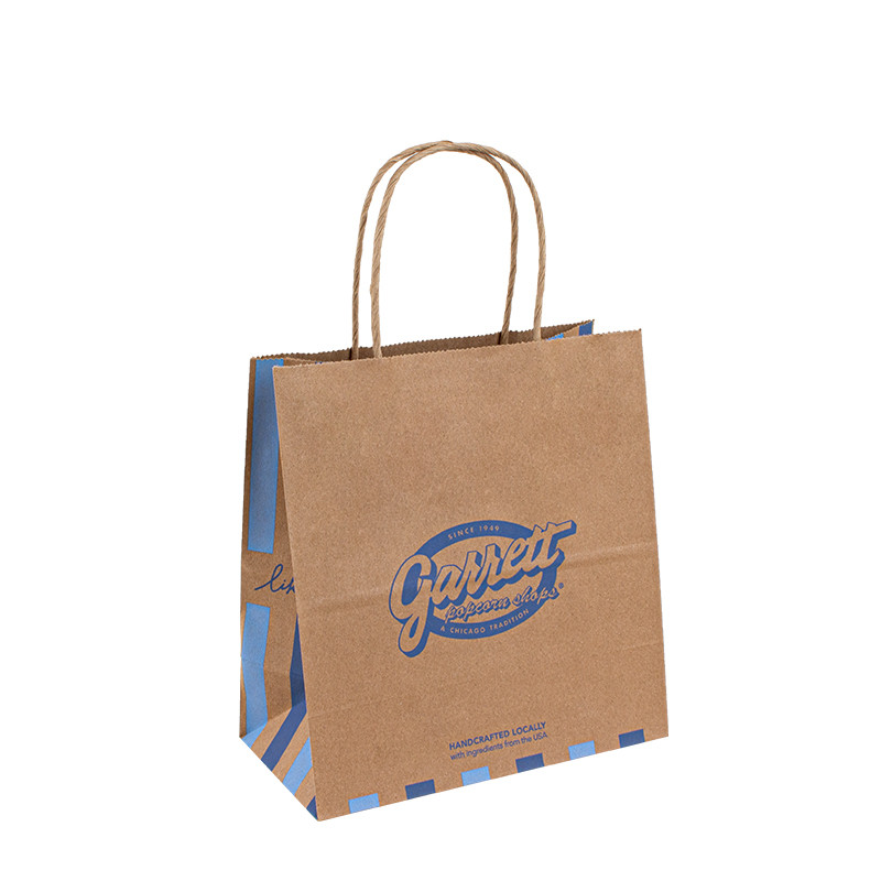 Kraft Paper Twist Handle Bags With CMYK / Pantone / 8 Color Flexo Printing