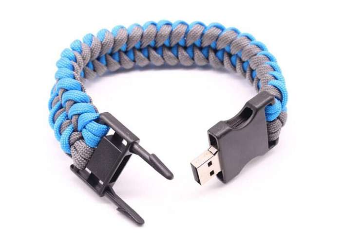 8g 2.0 Blue Neck Strap Usb Flash Drive , Wristband Usb Flash Drive 3 Years Warranty