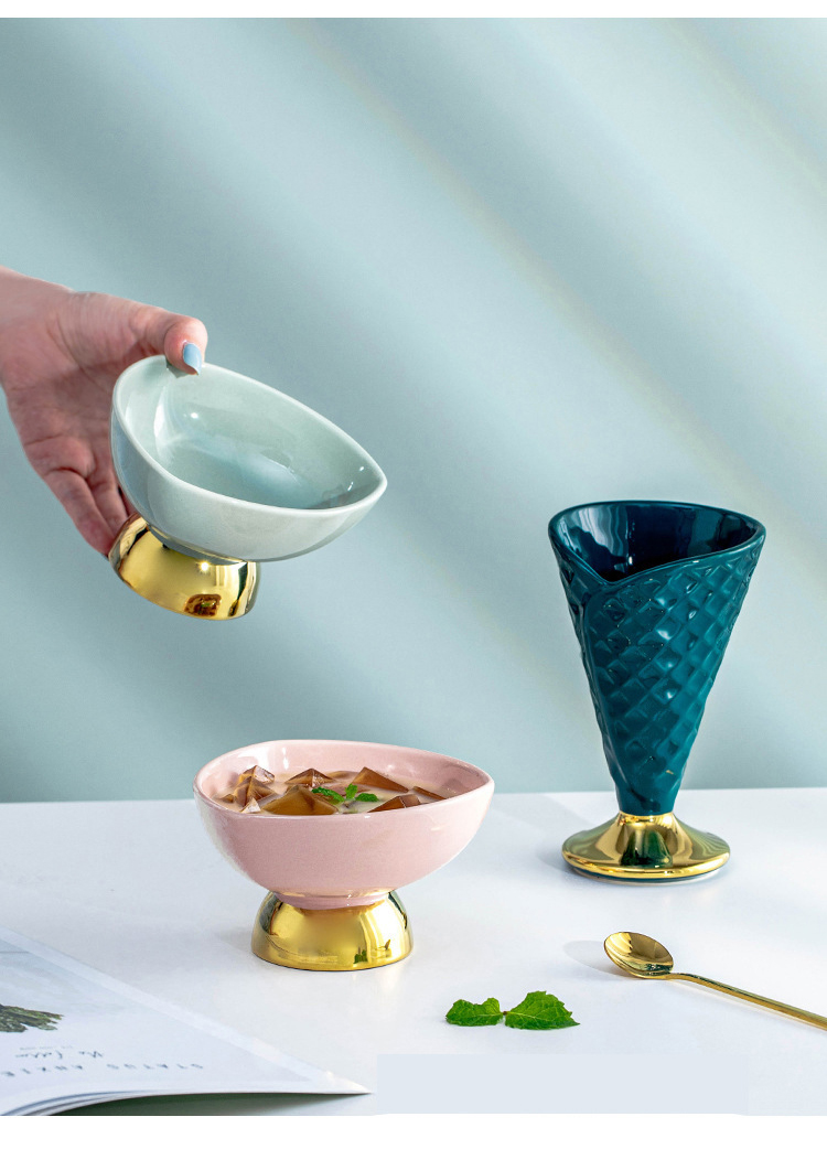 Porcelain Ceramic Home Decoration Cup For Ice Cream Dessert OEM