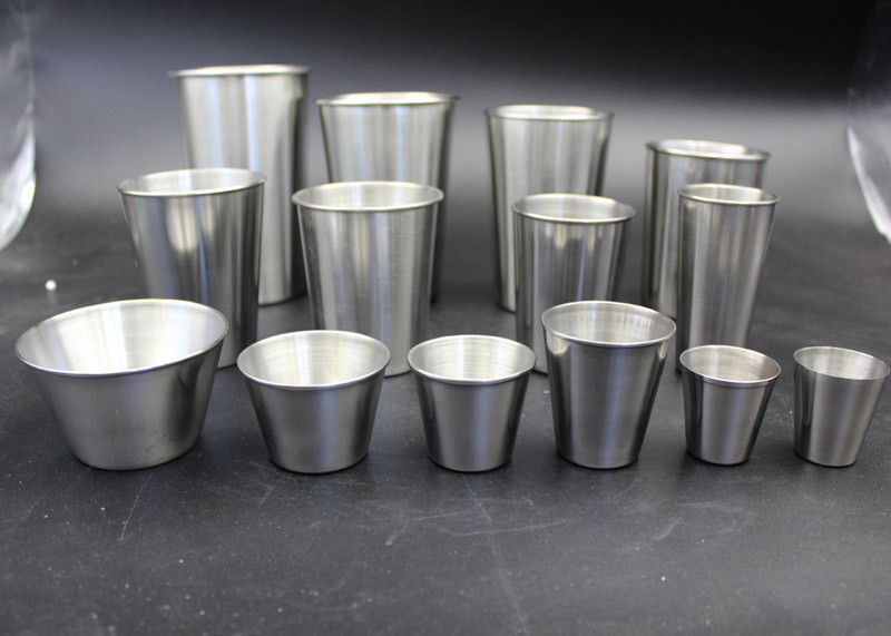 Straight Mouth 30-500ml Stainless Steel Beer Cup Rolled Edge Liquor Cups