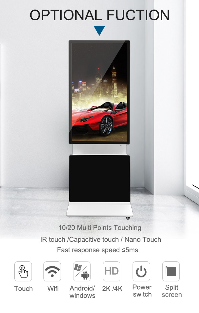 360 Degree Rotating 350nits Digital LCD Signage With Google Service