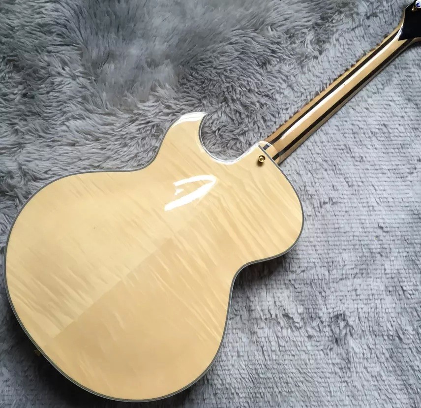 Custom Hollow Byrdland Wood Color Gold Hardware Archtop Electric Guitar