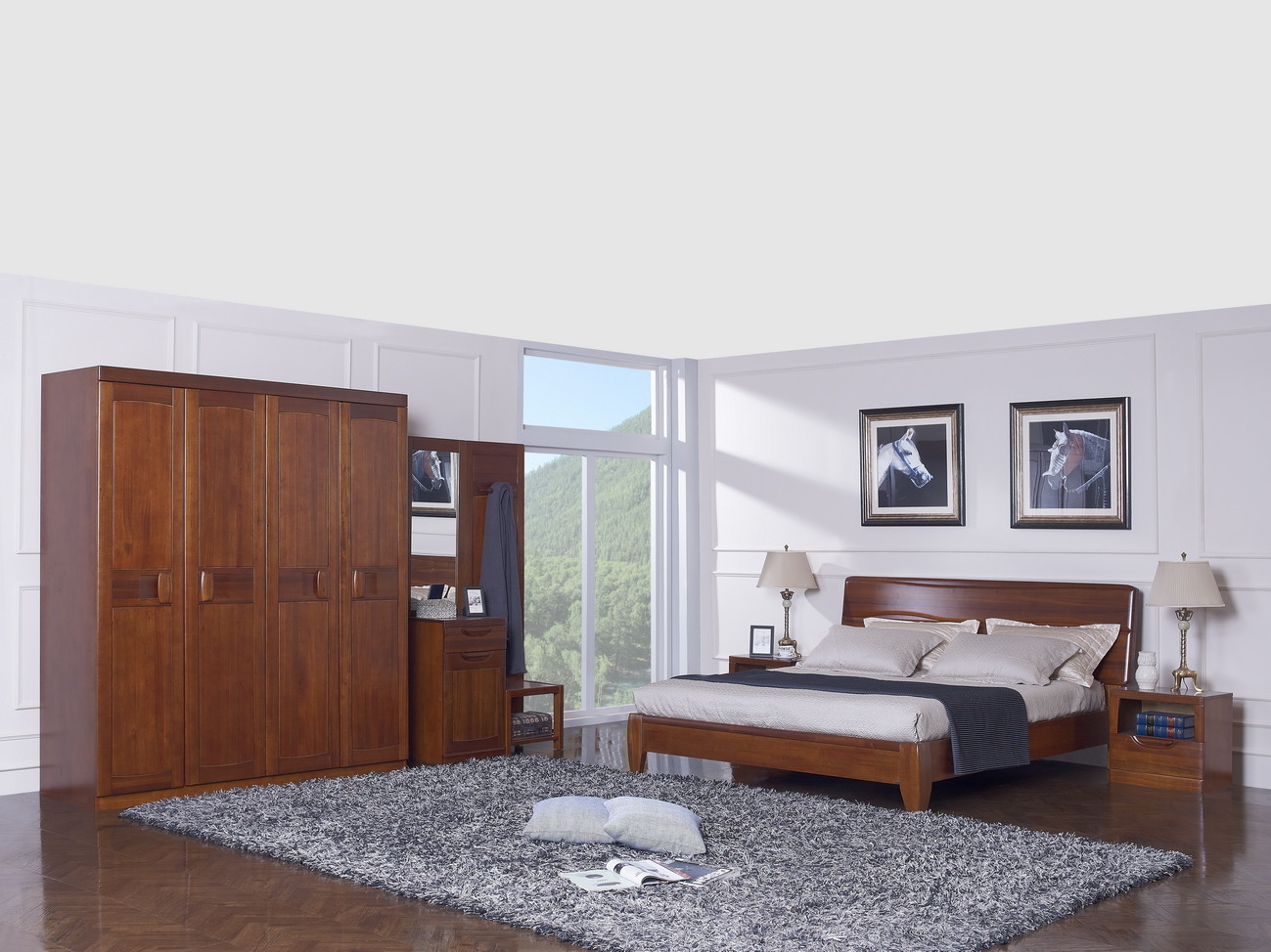 New design Nanmu Solid wood Bedroom furniture set By ISO9001 and FSC china good factory to sell high end quality