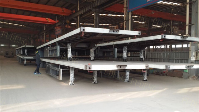 Flatbed container transport semi trailer , 3 axles flat bed container semi trailer truck