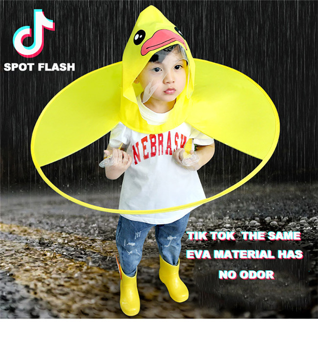 Outdoor Childrens Waterproof Raincoats Poncho Little Yellow Duck UFO Style