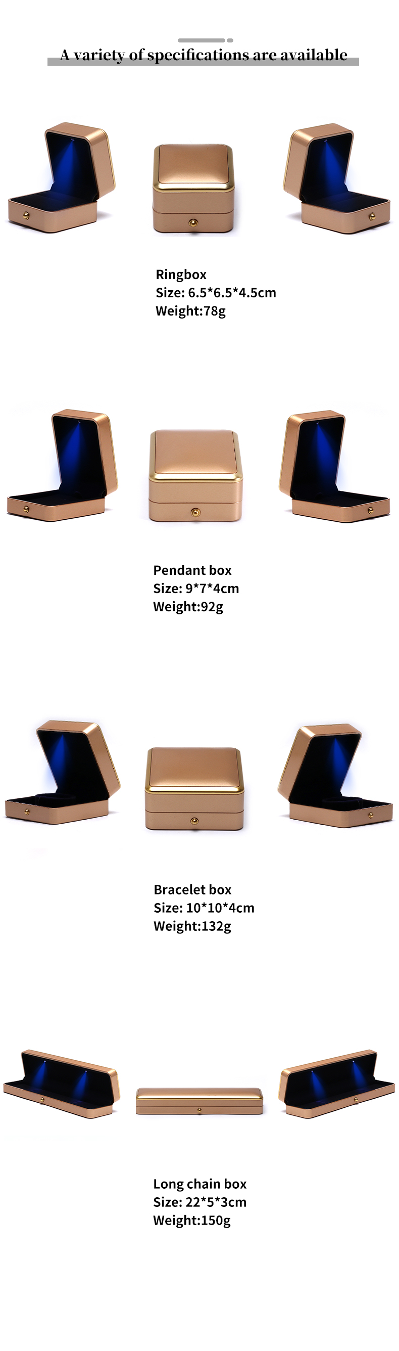 Handmade Luxury LED Jewelry Box for Custom Plastic Spray Painted Square Necklace Ring