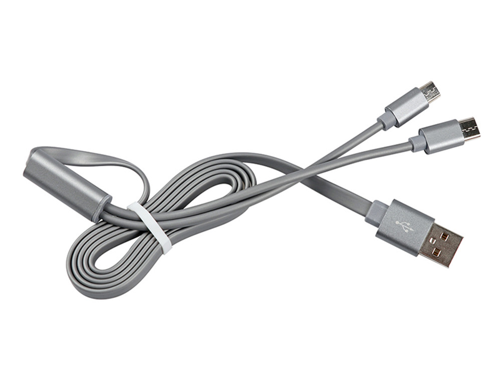 More popular safe charging type C 8pin 2 in 1 usb cable for smartphone
