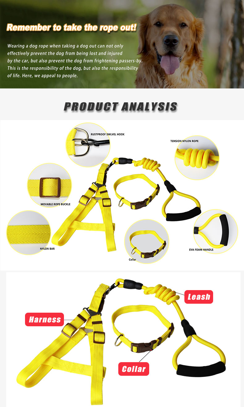 High Quality Multicolor Easy Walk Dog Step-in Harness Vest Pet Collar And Leash Set Walking Jogging Training