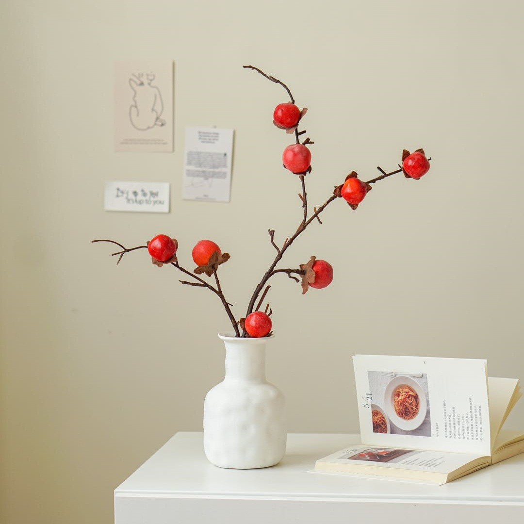 Customized Size Simulation 8 Small Persimmons Imitation of Real and Fake Persimmons Variety Flowers for Home Decoration Wedding