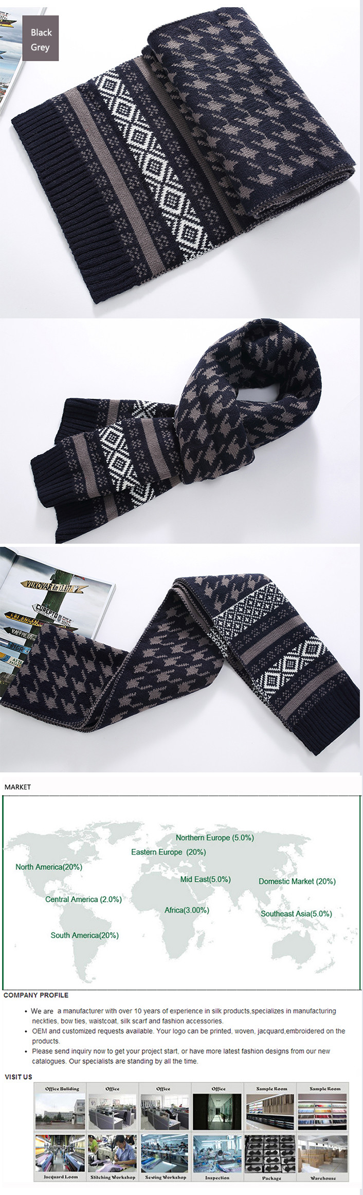Various HoudstoothDesigns Causal Polyester Knitted Neck Wear For Men