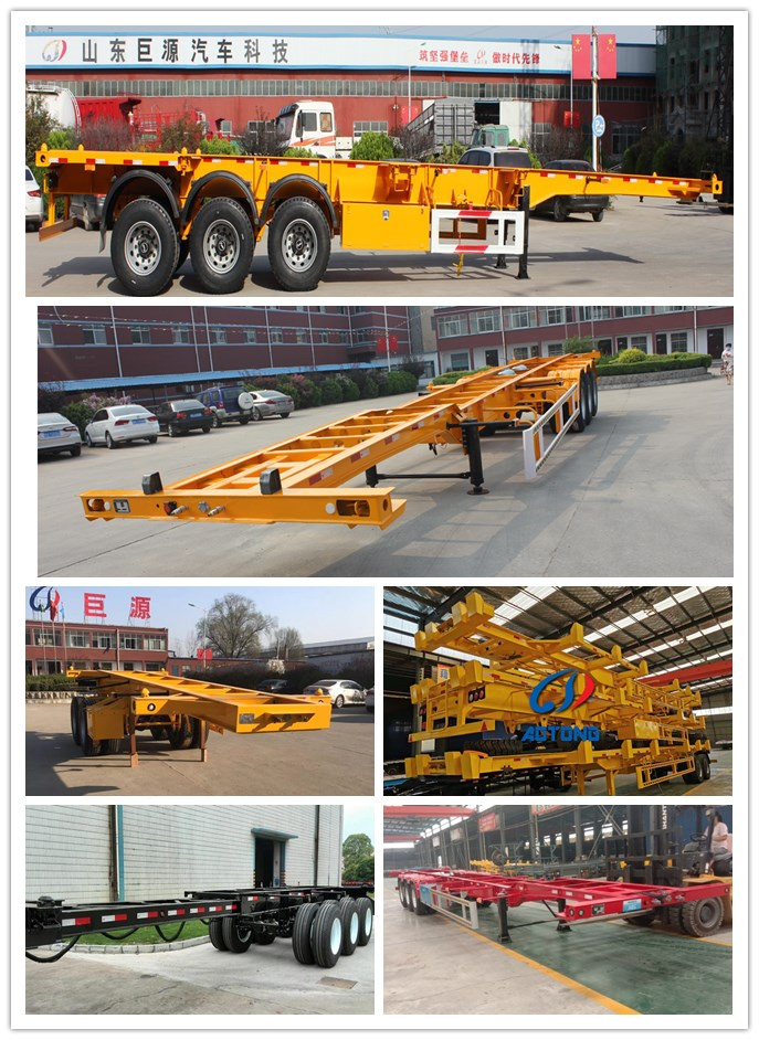 Semi-Trailer 3 Axles 40FT Flatbed/Skeleton Cargo Truck Trailers Container Chassis Trailer