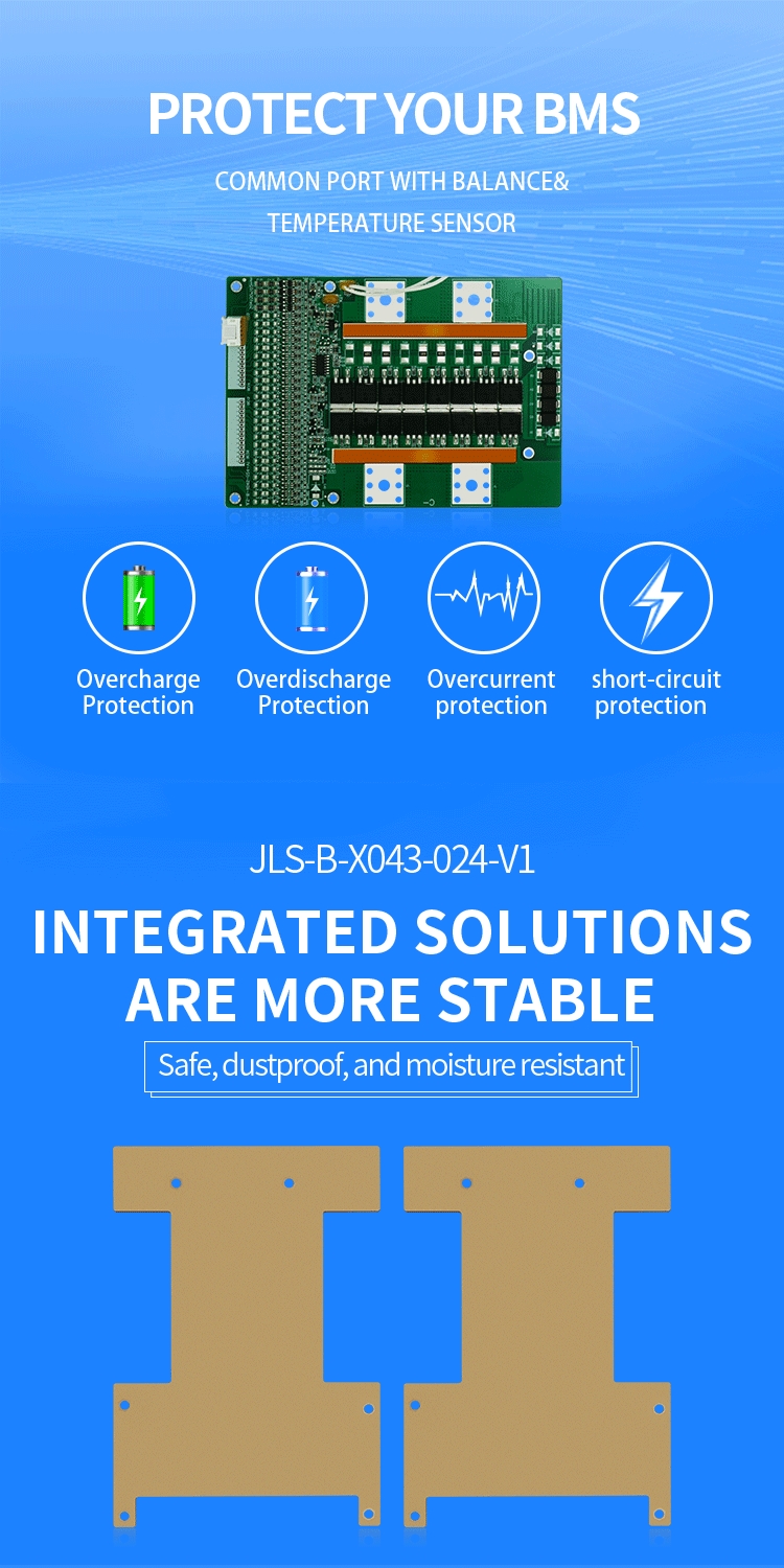 KLS 48v Lithium Ion Battery Bms 14.6v 4~24s 200a Bms With The Balance Function Different Charge And Discharge Port