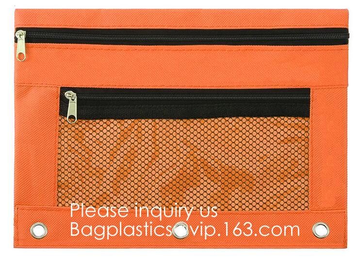 Stationery products Pencil Pouch Pvc Portable Pencil Case For Students,3 Ring Binder Zippered Pencil Pouches with Clear