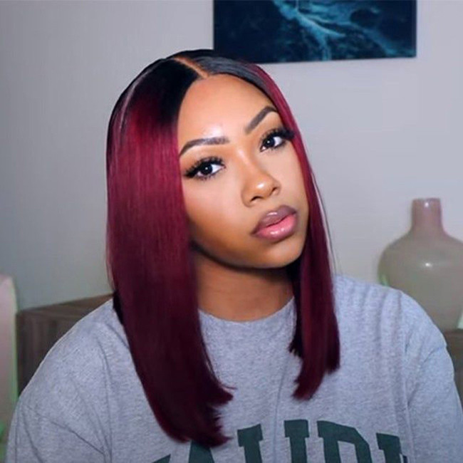 Customized Color Bob Wig Human Brazilian Hair Wigs Lace Front Wig