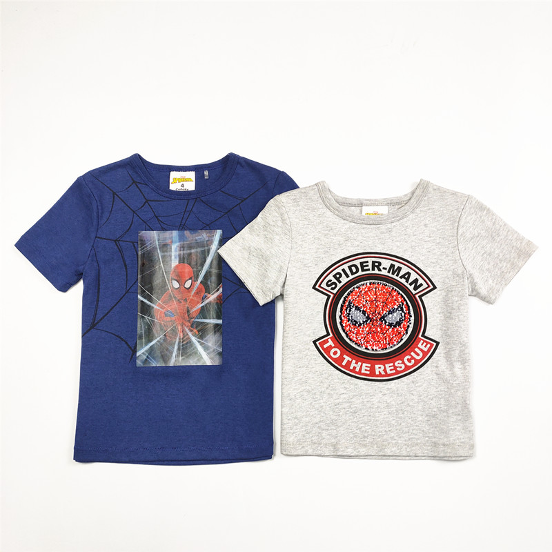 Sequin Glitter Spider-Man Print Kids T-Shirt Short Sleeve O-Neck Casual Children's Tee