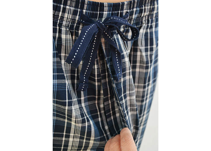 Anti Pilling Mens Luxury Sleepwear Woven Cotton Poplin Yarn Dyed Pajamas Shorts