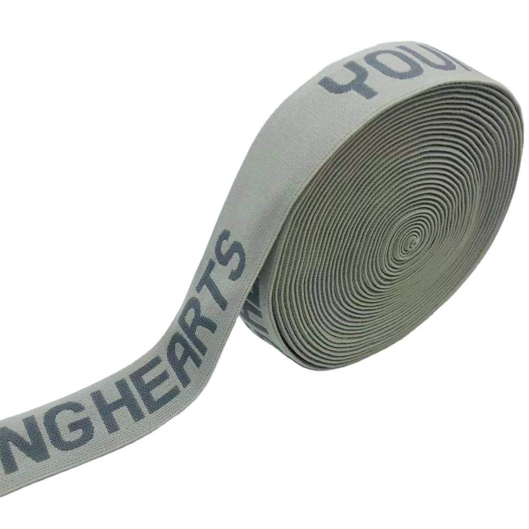 Hot Sale Woven Jacquard Elastic Webbing Band Custom Width Nylon Shoulder Strap Jacquard Strap webbing with Custom Logo
