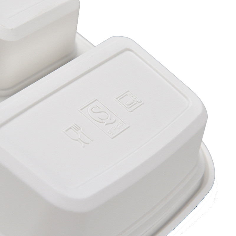 Three compartments starch warp up tray white color eco friendly fast food container with lid