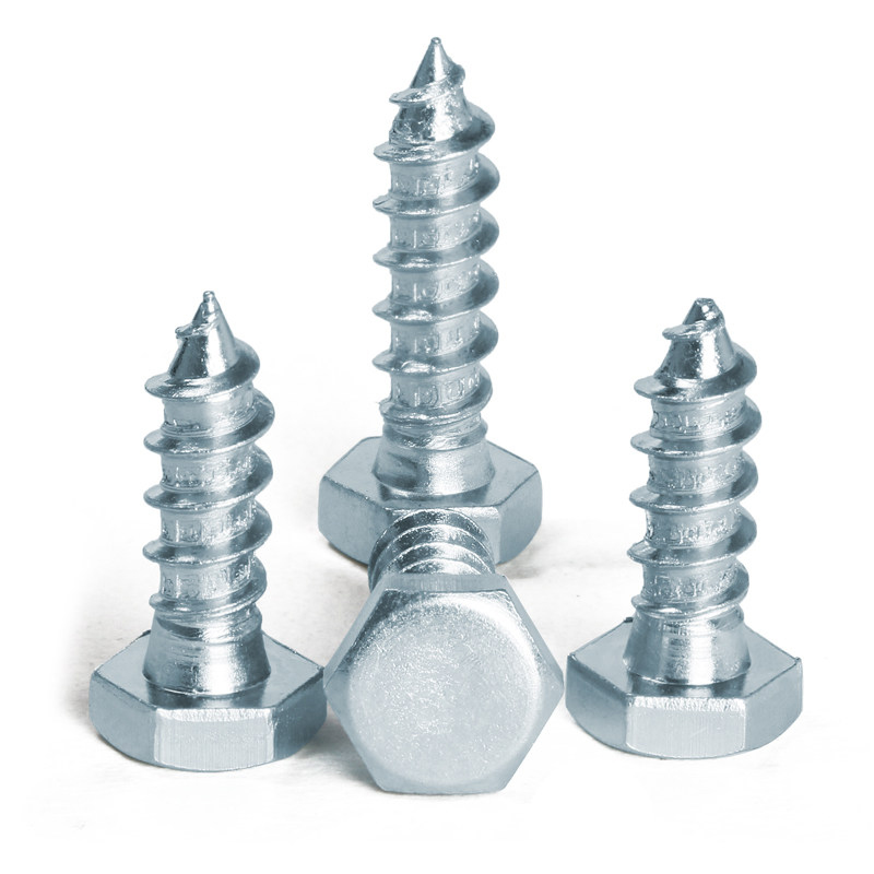 Metric Carbon Steel White Zinc Cross Wood Screw DIN571 External Hexagonal Head HDG Zn