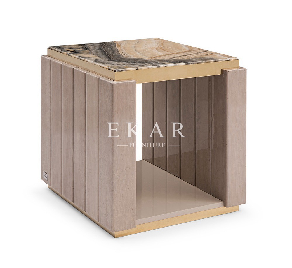 Modern Marble Top End Table Elegant Luxury Corner Side Table