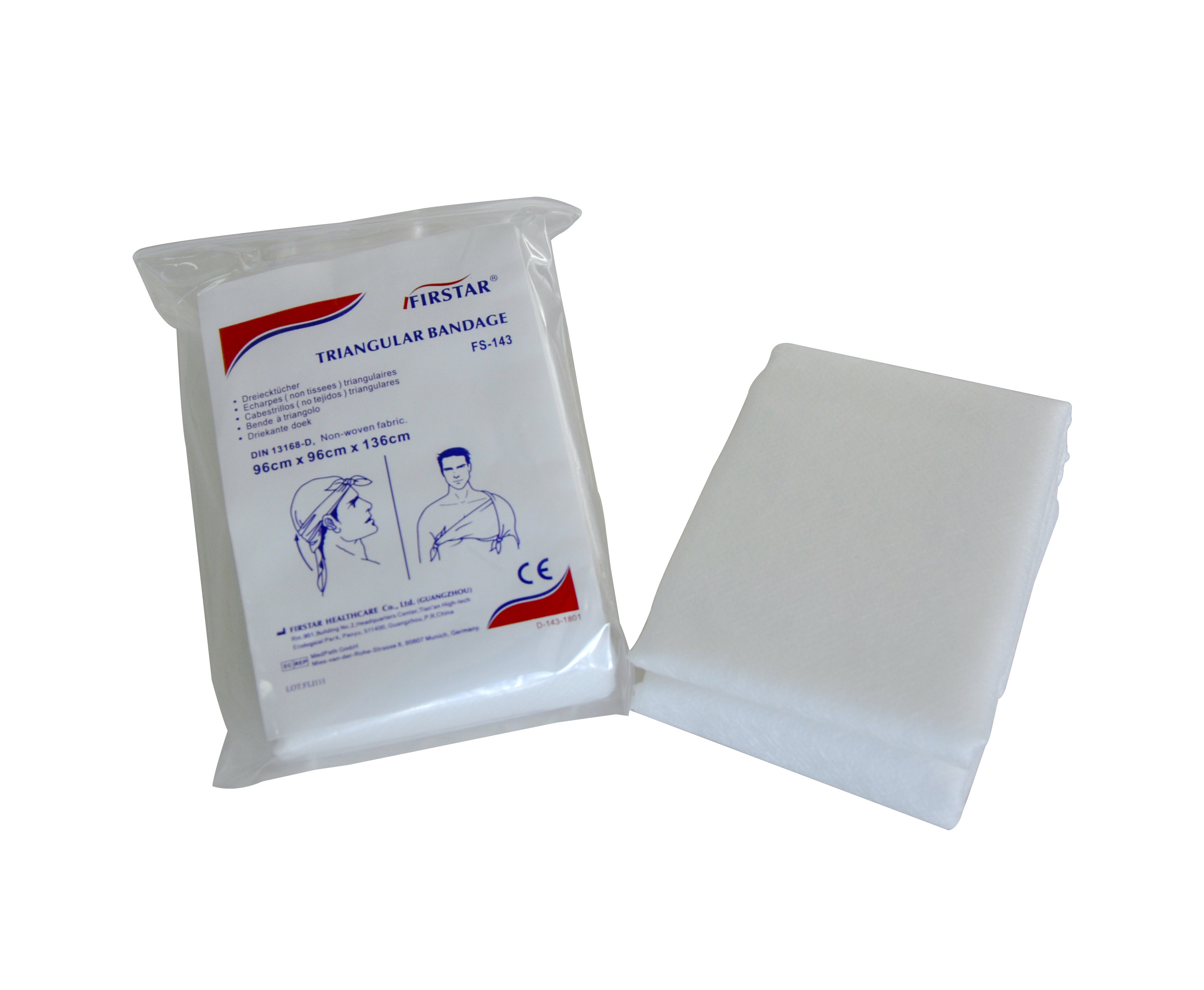 First Aid Non-Woven Triangular Bandage 96*96*136cm for use as a arm sling