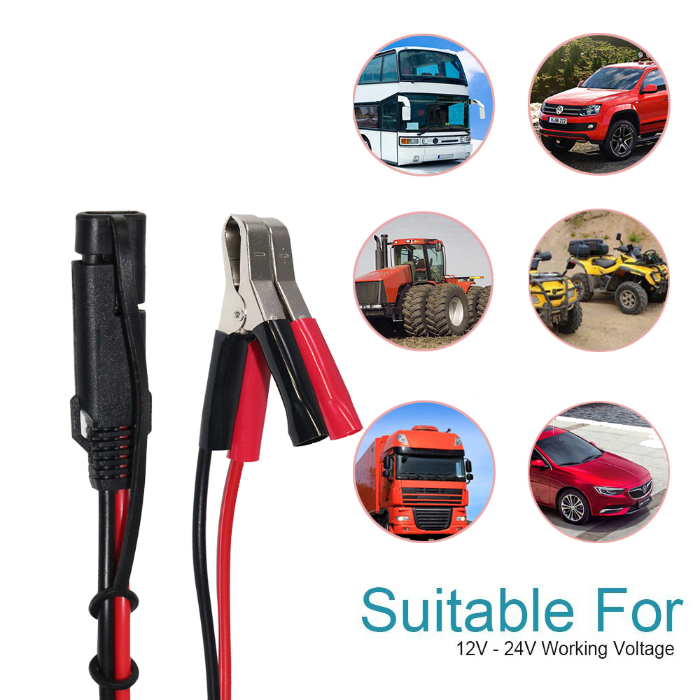 1.5ft 14AWG Battery Alligator Crocodile Clip To SAE 12V Quick Release Disconnect