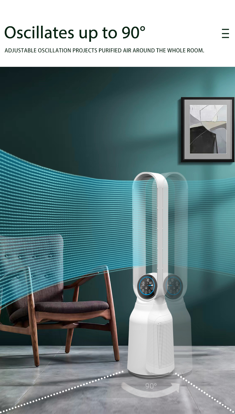 HOMEFISH Household Air Purifier Air Cooling Oscillate Purifier Fan 150m3/H