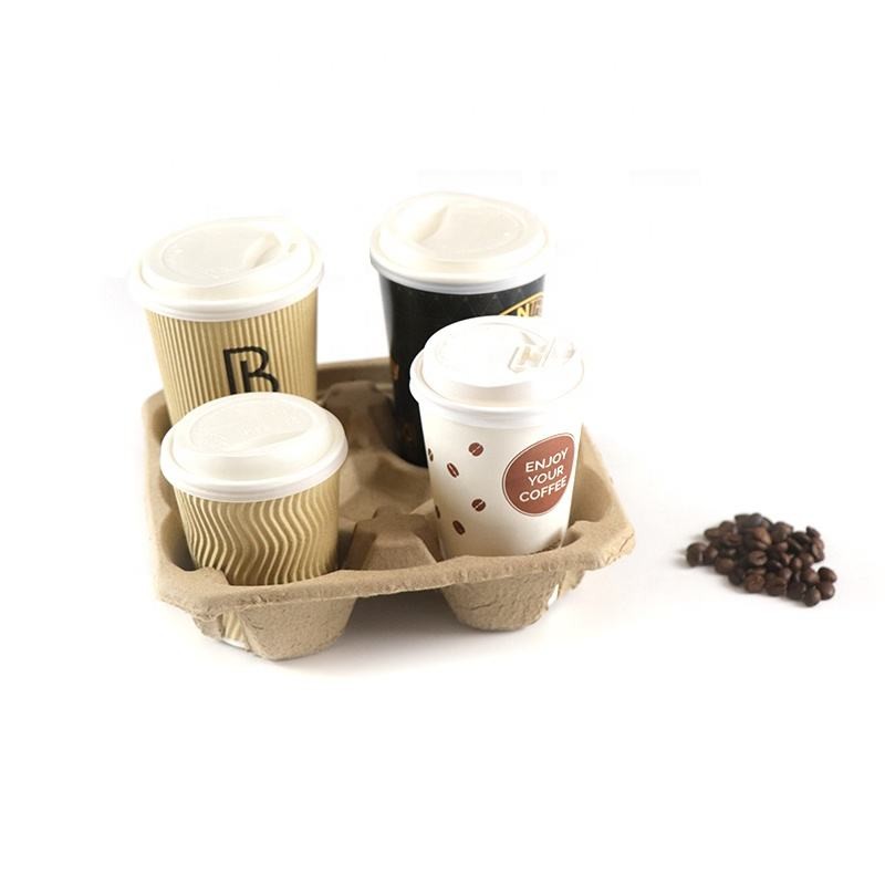 Disposable take away paper cup holder to go cup carrier for coffee cup