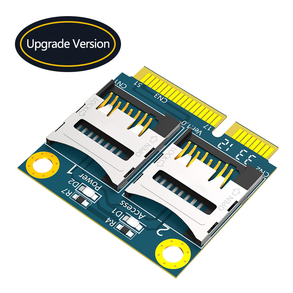 Dual TF Micro SD Card To Mini PCI-E Express With Half Bracket Memory Card Reader Adapter