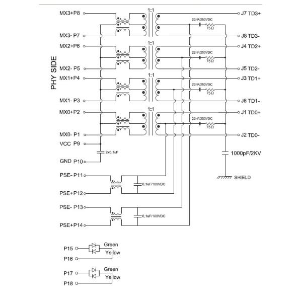 Magnetic RJ45 Connector Supports UPOE Plus 2 x 6 Stacked RJ45 Connector 1000 Base T